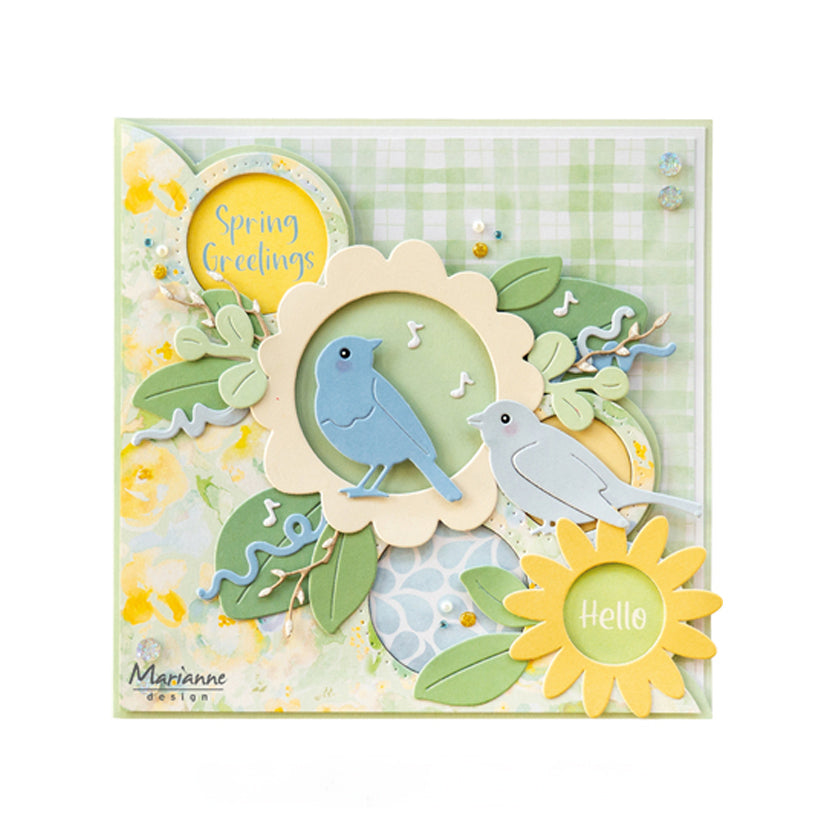 Dit een voorbeeld kaart gemaakt met de stansmal col1583 Birds by Marleen van Marianne design 