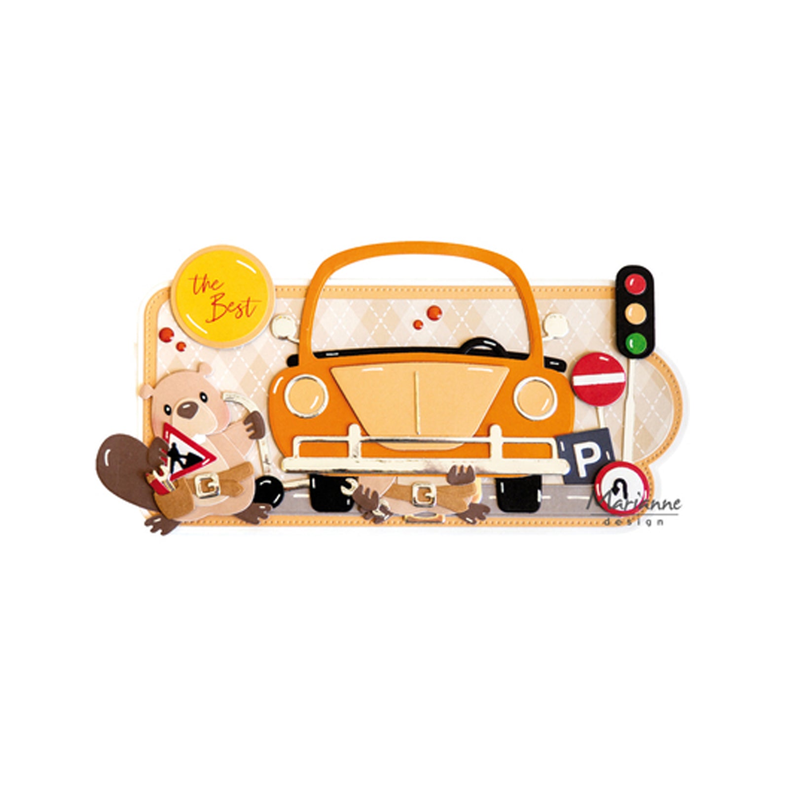 Dit is een voorbeeldkaart gemaakt met de COL1590 Eline's animals Bever collectable van Marianne Design. 