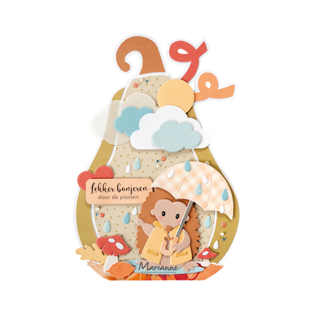 Voorbeeld met Marianne Design Collectables COL1597 Rain Accessories by Marleen en Creatables LR0981 Clouds Stansmal