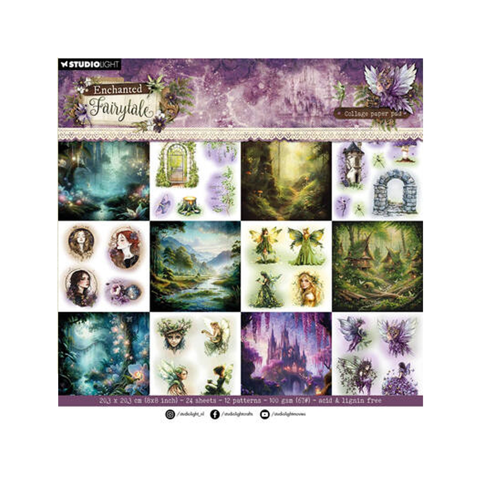 CPP468 Enchanted Fairytale Collage paper pad van studio light is perfect voor hobby zoals mixed media.