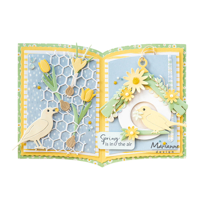 Voorbeeld kaart met de CR1727 tulip by Marleen en CR1725 Open book van Marianne design