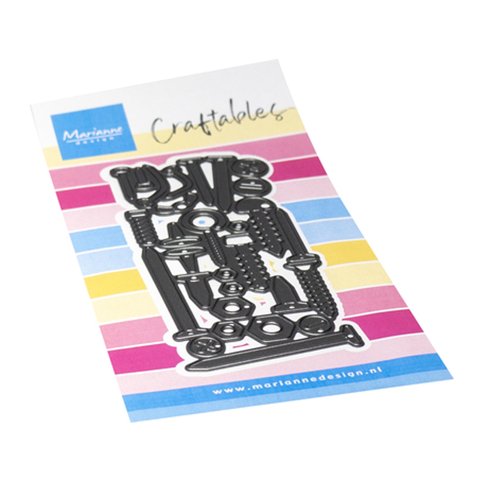 CR1736 Craftables Punch die XL Nuts & bolts van Marianne design. Dit is een stansmal voor hobby