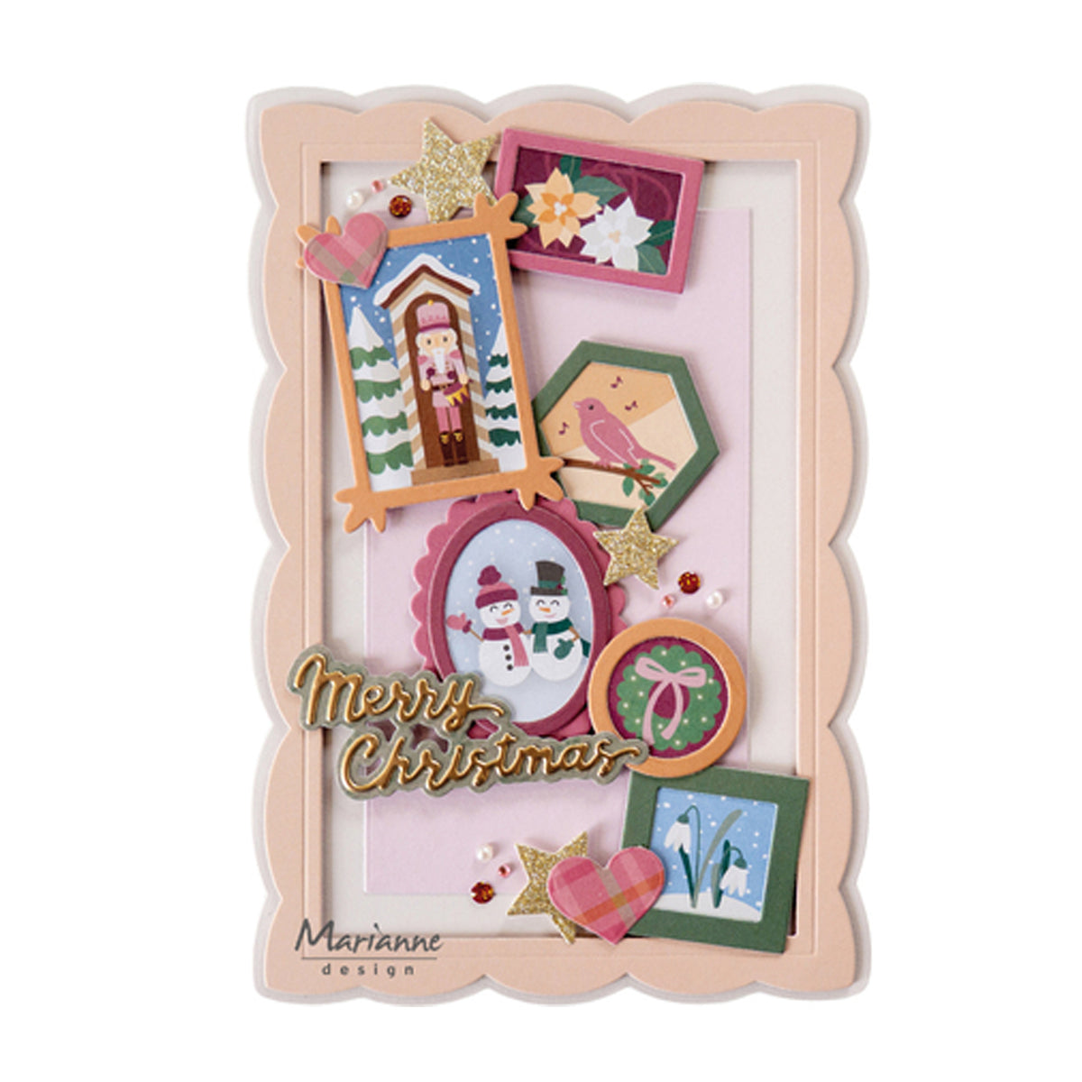 voorbeeld gemaakt met de Marianne Design Craftables CR1748 Photo Frame rectangle en de VK9656 Winter Memories Die-Cuts by Marleen