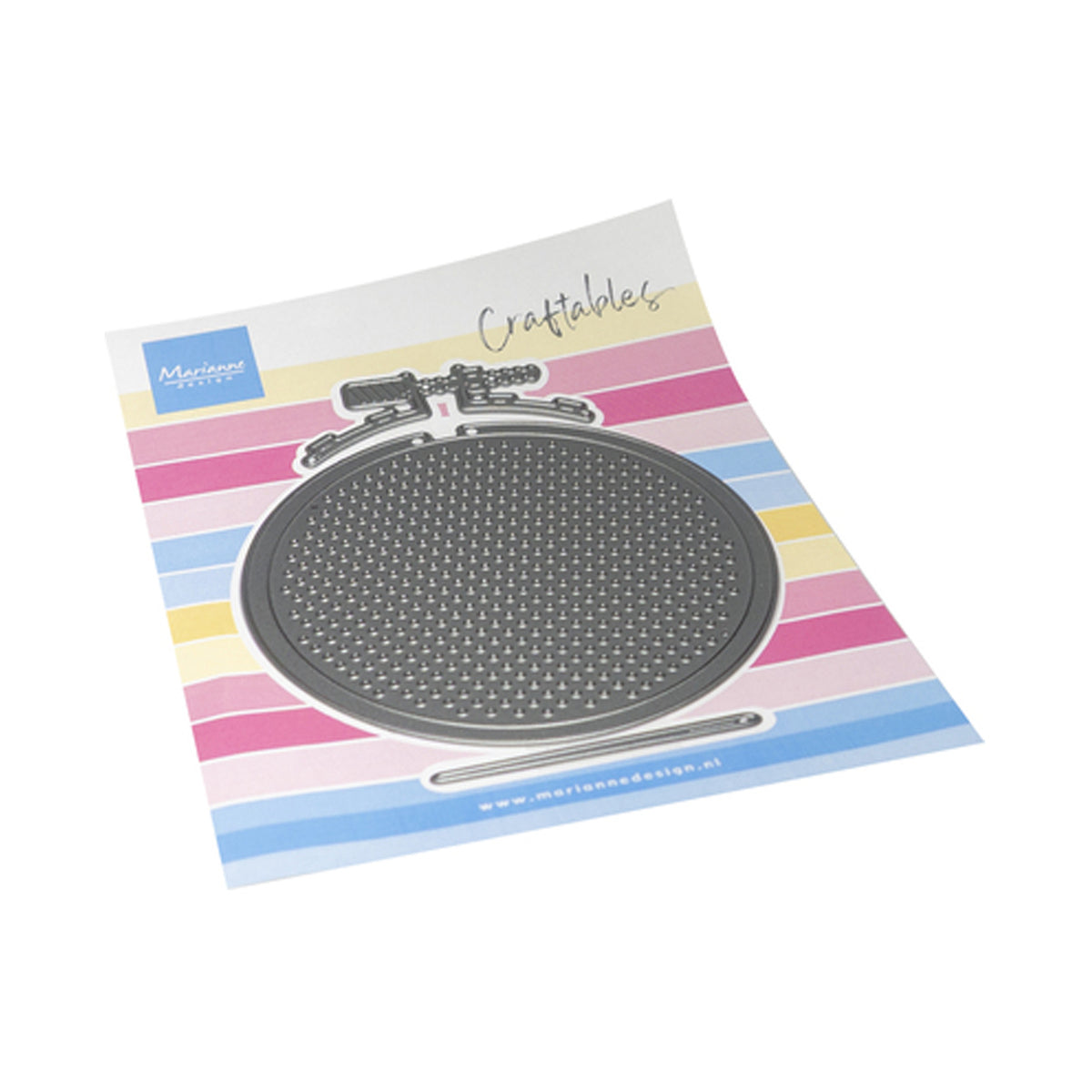 Marianne Design CR1752 Craftables Embroidery Hoop snijmal met ronde borduurring, borduurgaatjes en naald.