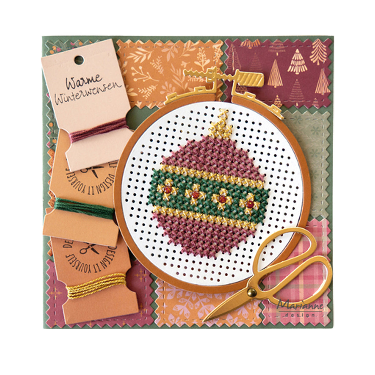 Marianne Design CR1752 Craftables Embroidery Hoop snijmal met ronde borduurring, borduurgaatjes en naald.
