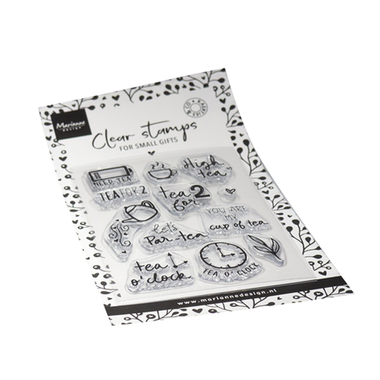 CS1192 Kaertjes en co tea time van Marianne Design. Dit zijn stempels voor hobby