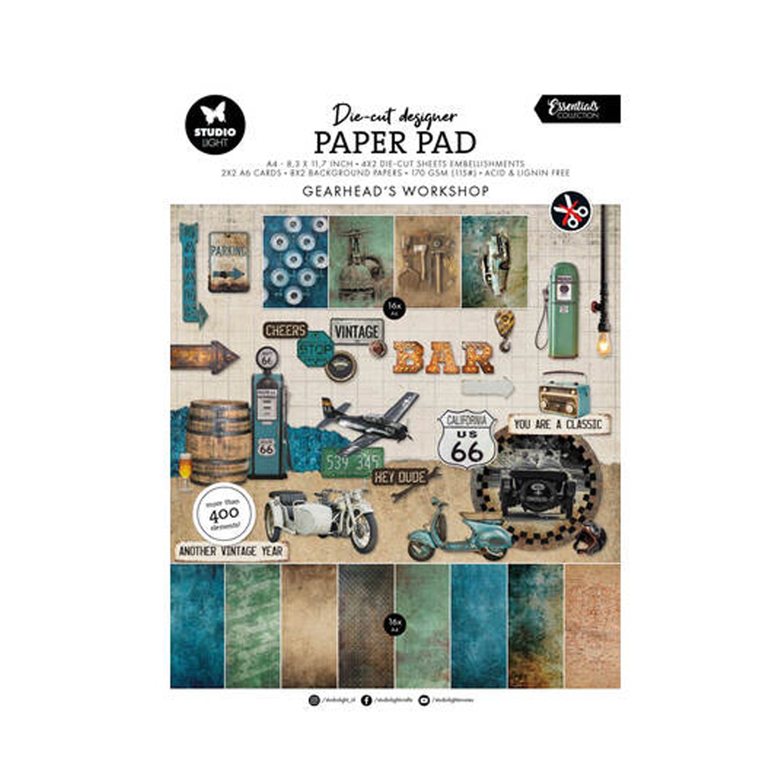 DCPP436 Gearhead die cut paper pad van Studio Light voor hobby