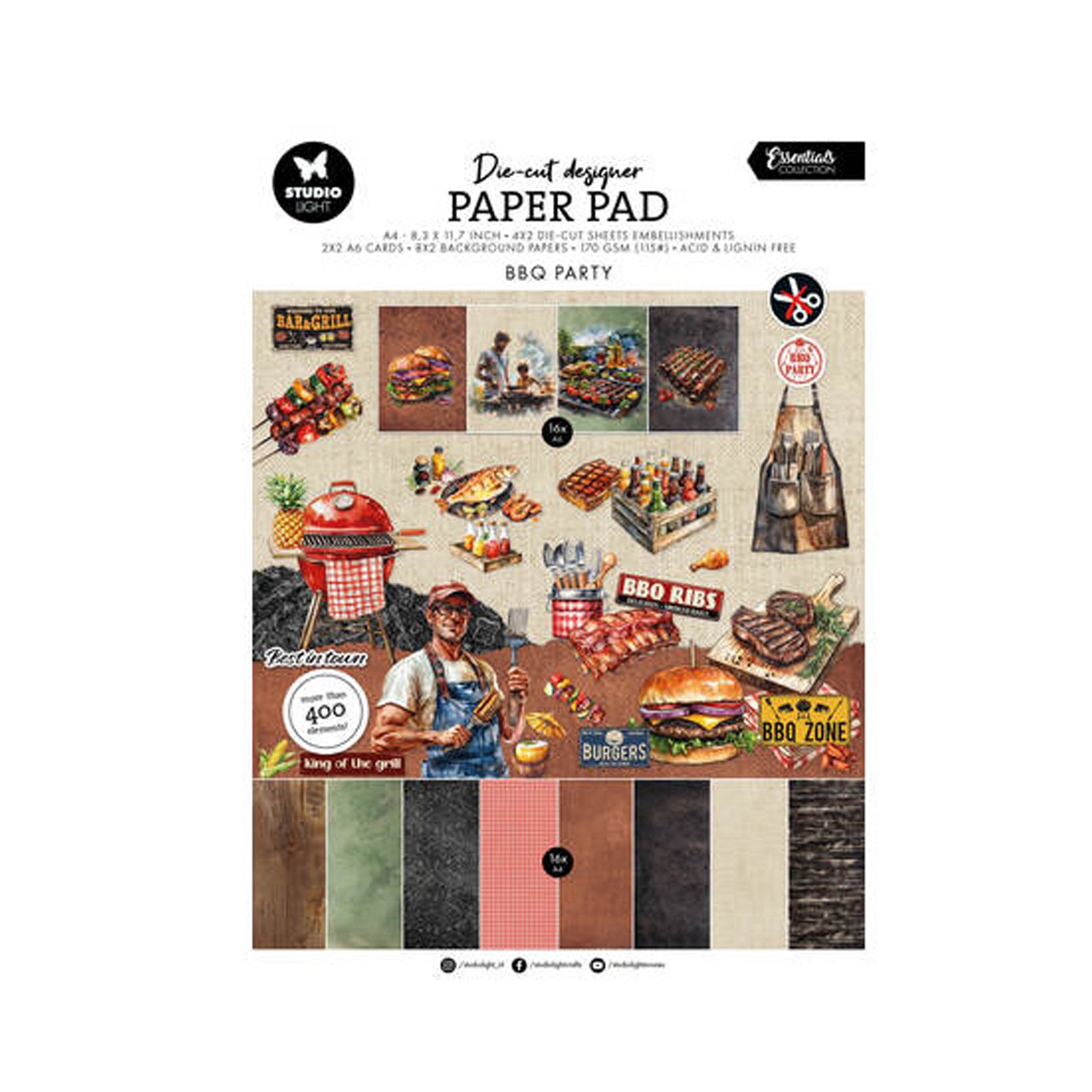DCPP437 BBQ party die cut paper pad van Studio Light voor hobby