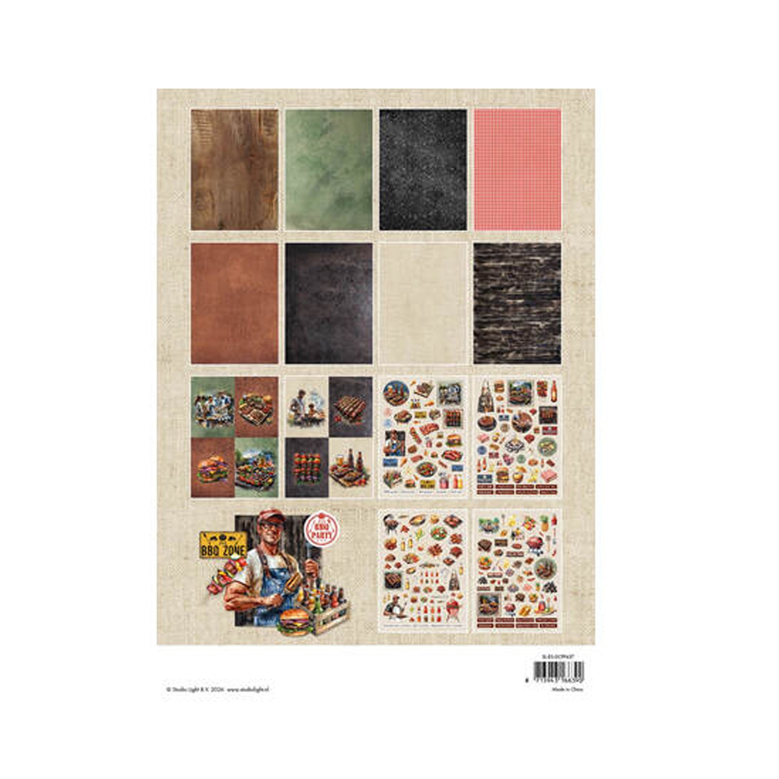 achterkant van de DCPP437 BBQ party die cut paper pad van Studio Light voor hobby