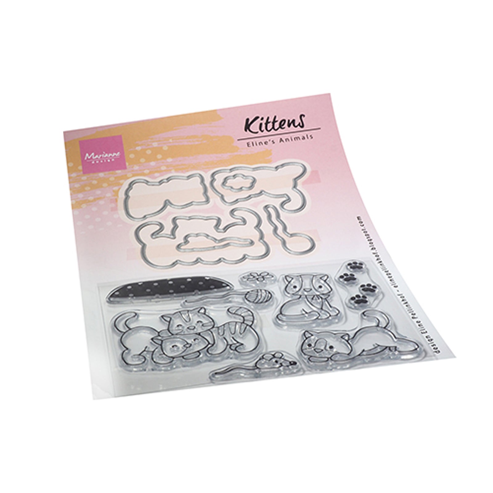 EC0194 Eline's Animals Kittens van Marianne Design. Dit een een stans en stempel set voor hobby