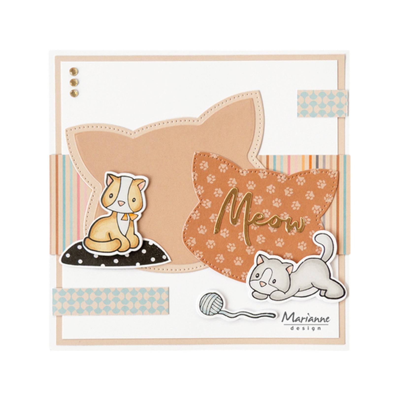 Voorbeeldkaart gemaakt met de EC0194 Eline's Animals - kittens. en de cr1732 Cat fram van Marianne design