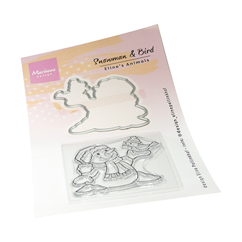 EC0243 Marianne design, Clear Stamp, Eline's Animals Snowman Bird, jej hobby