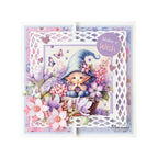 Dit is een voorbeeldkaart gemaakt met knipvel FB2511 Magical Garden by Fairybells en de Lr0950 star flower en de LR0951 Magnolia, lr0954 Wicker square set van Marianne Design. 