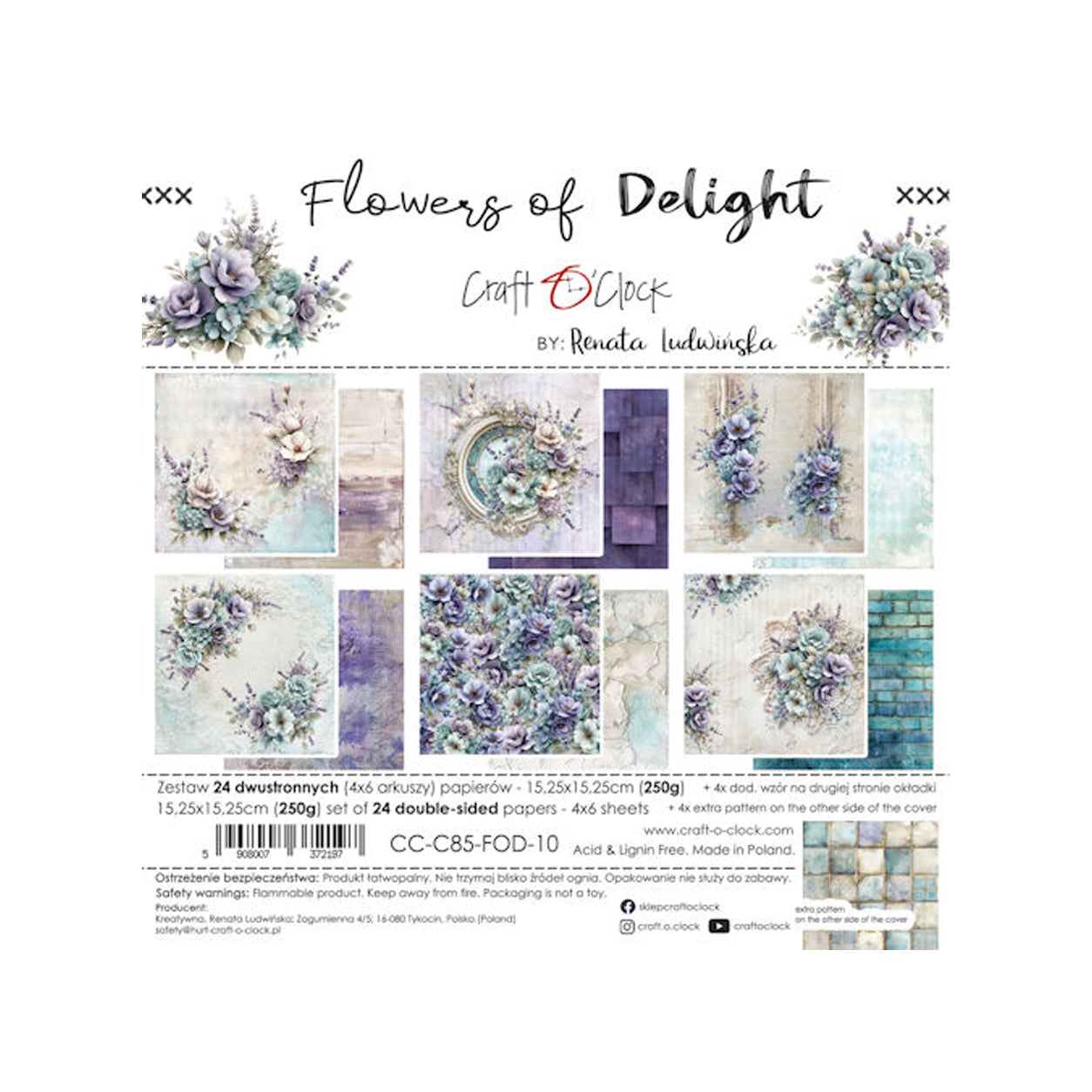 CC-C85-FOD-10 Flowers of Delight 15 x 15 cm van Craft O Clock