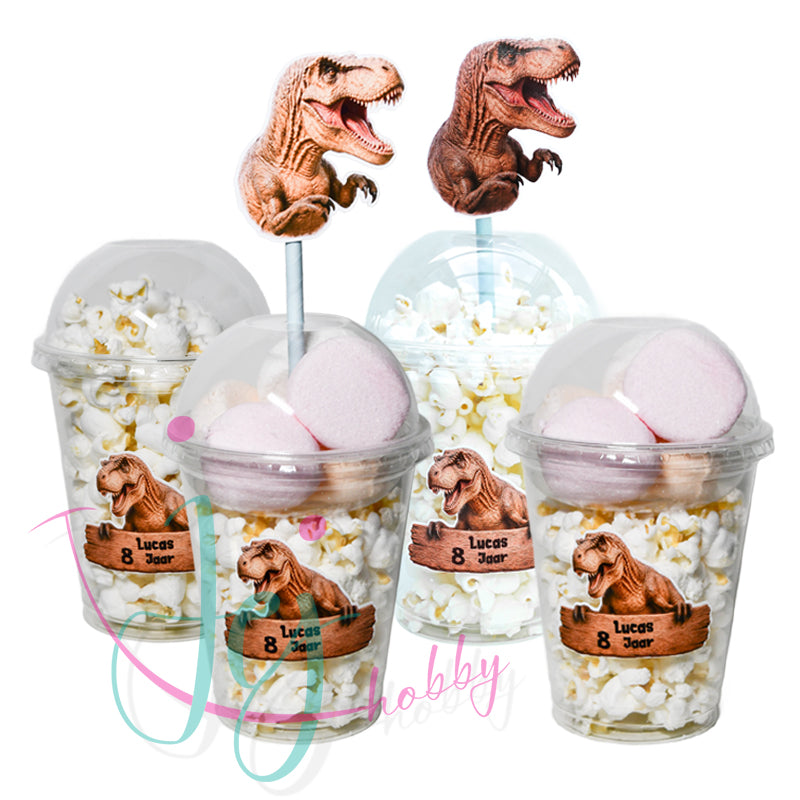 Gepersonaliseerde Dinosaurus T-Rex traktatiebeker Large voor school of feestjes
