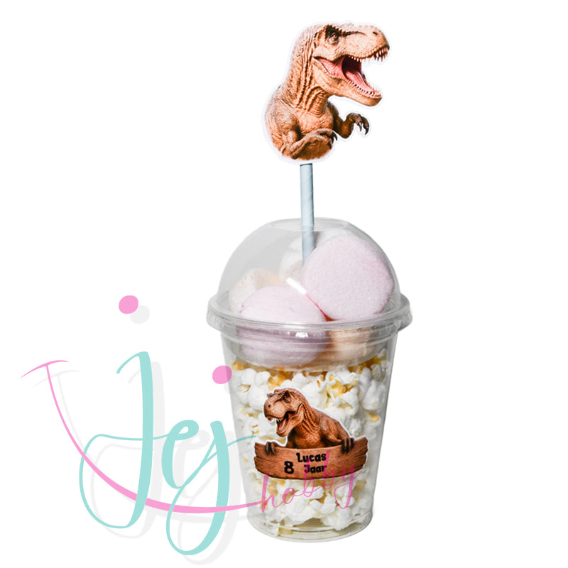 Gepersonaliseerde Dinosaurus T-Rex traktatiebeker Large voor school of feestjes