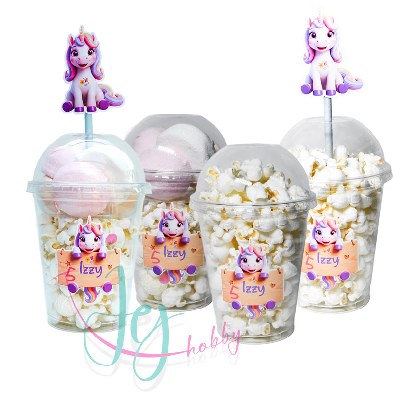 Gepersonaliseerde Unicorn traktatiebeker Large voor school of feestjes
