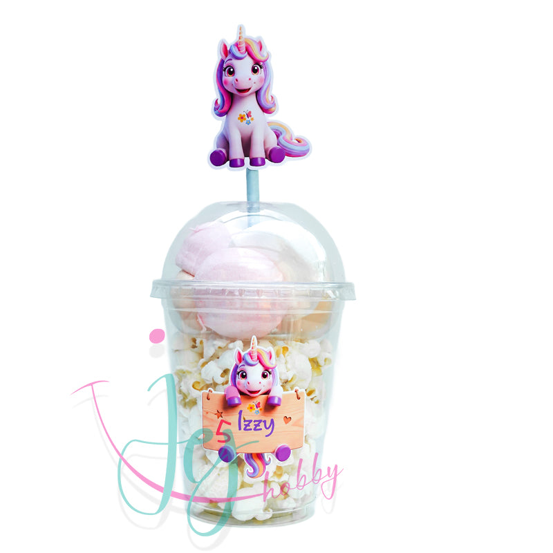 Gepersonaliseerde Unicorn traktatiebeker Large voor school of feestjes