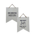 Houten vlag met tekst goed gejuft juf of goed gemeesterd meester. ook te personaliseren. Jej hobby
