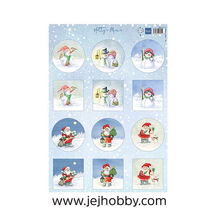 HK1717, Hetty's Minis Snowmen Santa knipvel, Marianne design, jej hobby