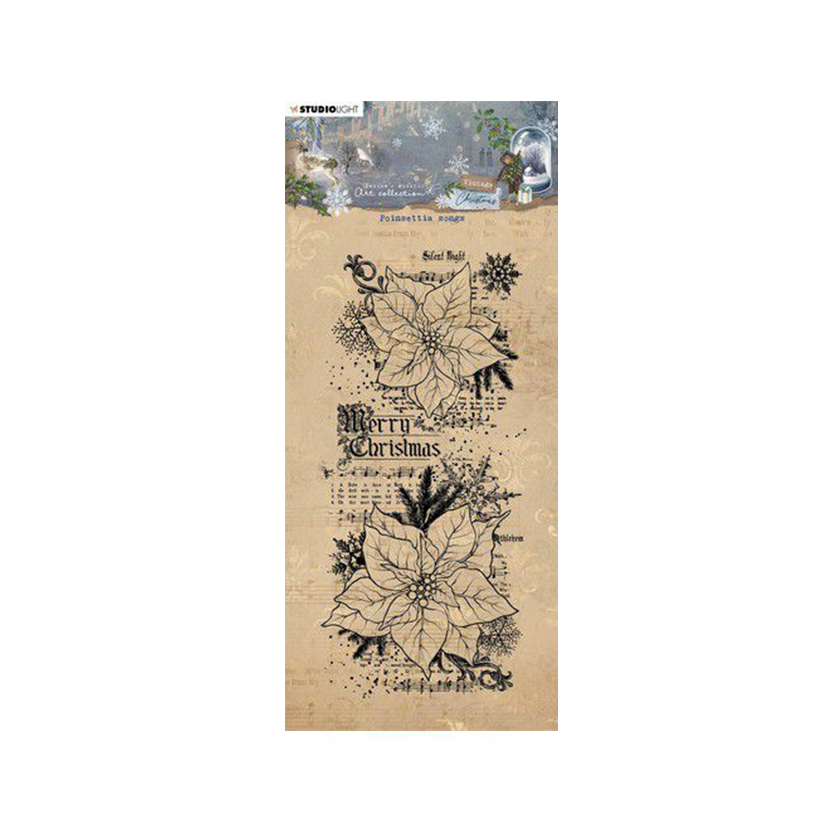 Studio Light Clear Stamp Vintage Christmas poinsettia songs