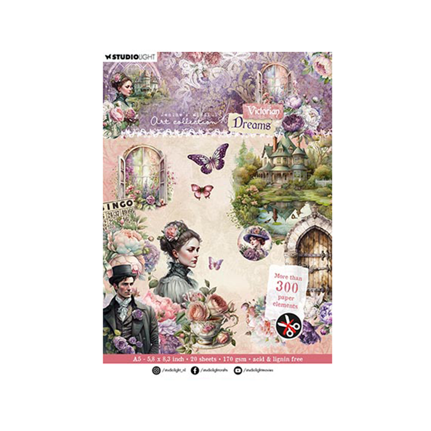 JMA-VD-DCPP141 Studio light. JMA Die cut Paper Pad Paper elements Victorian Dreams. jej hobby