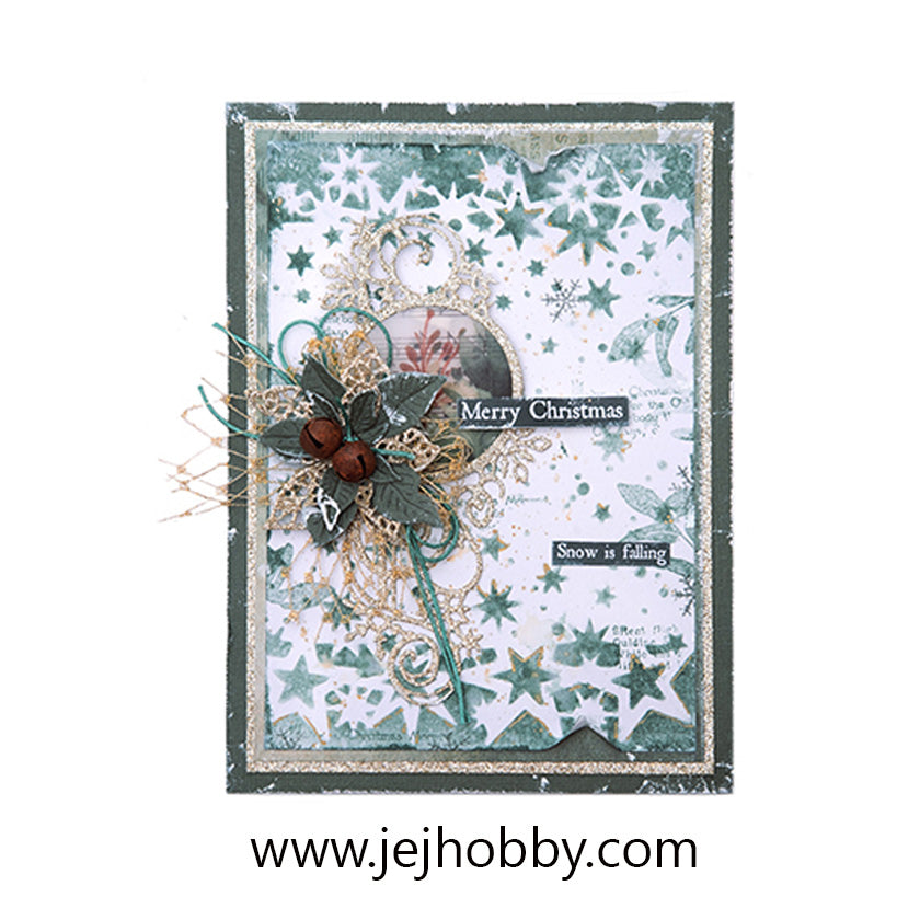 CD904 Poinsettias ice swirl frame