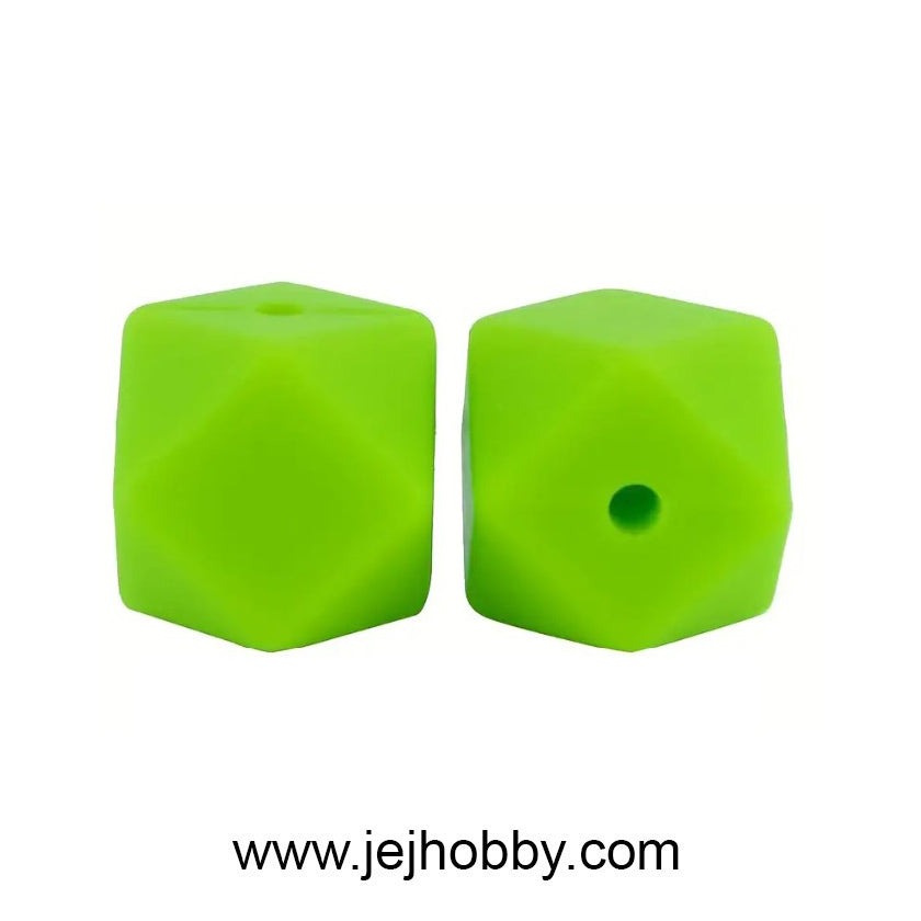 KR-SK-HX-01, Siliconen hexagon kraal, appel groen, jej hobby