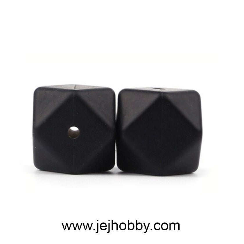 KR-SK-HX-02, Siliconen hexagon, kraal zwart, jej hobby