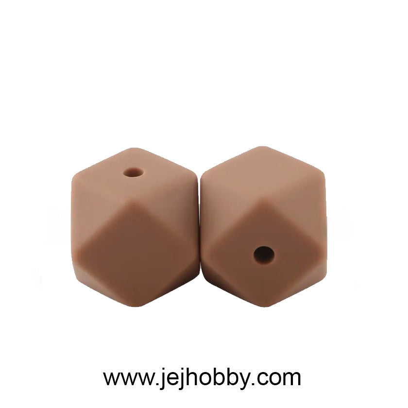 KR-SK-HX-03, Siliconen hexagon, kraal bruin, jej hobby
