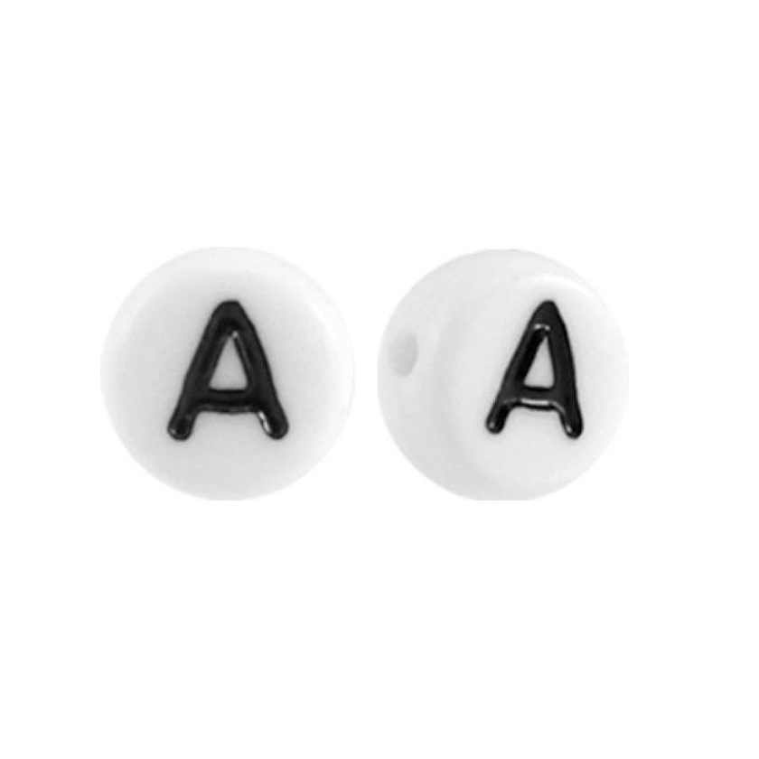 Letter kraal wit met zwarte letter A