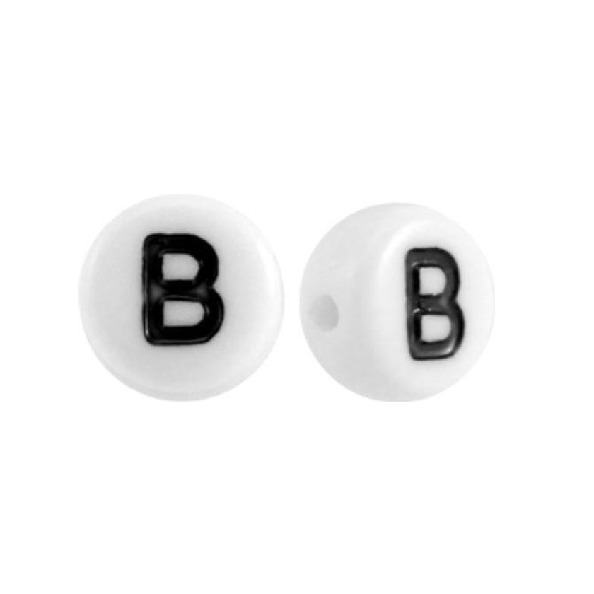 Letter kraal wit met zwarte letter B