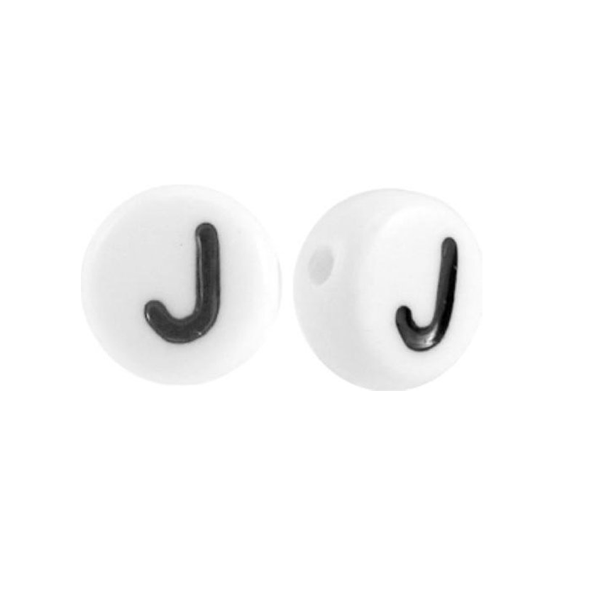 Letter kraal wit met zwarte letter J