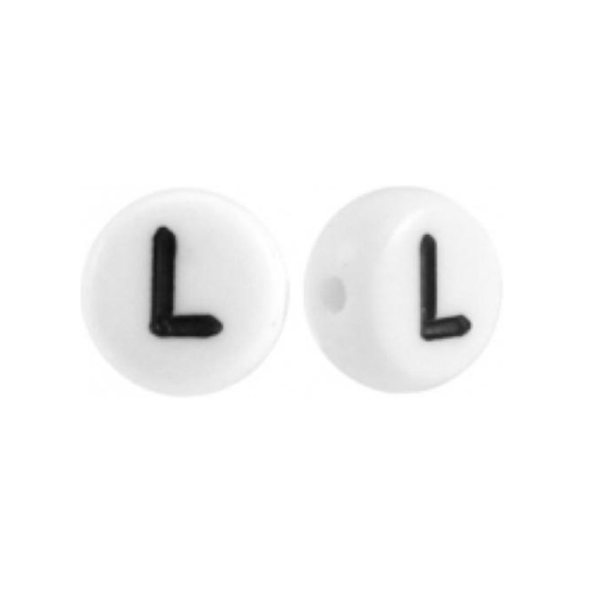 Letter kraal wit met zwarte letter L