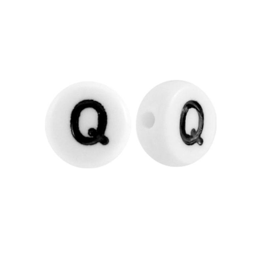 Letter kraal wit met zwarte letter Q