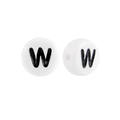 Letter kraal wit met zwarte letter W