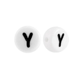 Letter kraal wit met zwarte letter Y