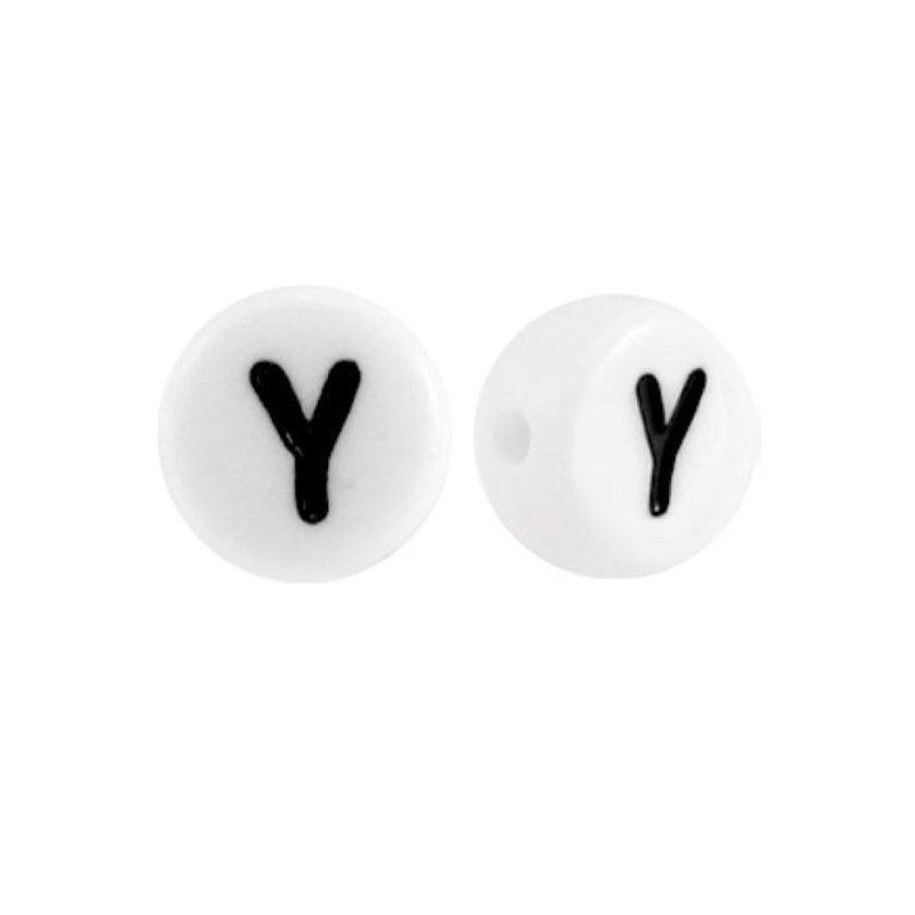 Letter kraal wit met zwarte letter Y
