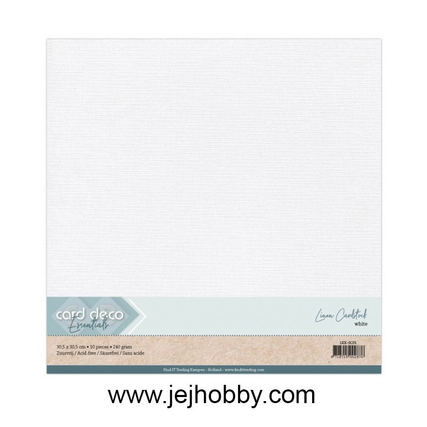 LKK-SC01, Linen Cardstock wit, Card deco, jej hobby