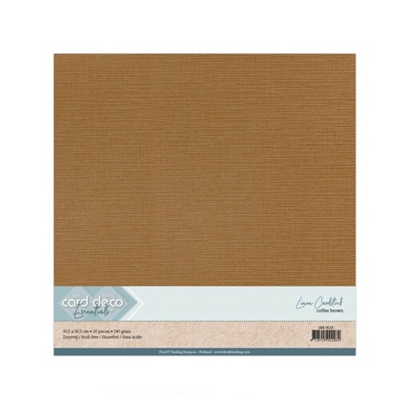 LKK-SC12 linnenkarton 30,5x30,5cm Coffee brown van card deco voor hobby zoals kaarten maken en scrapbooking.