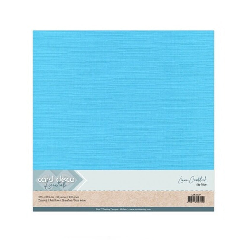 LKK-SC29 linnen karton sky blue, 30,5x30,5cm van card deco voor hobby   zoals kaarten maken en scrapbooking.