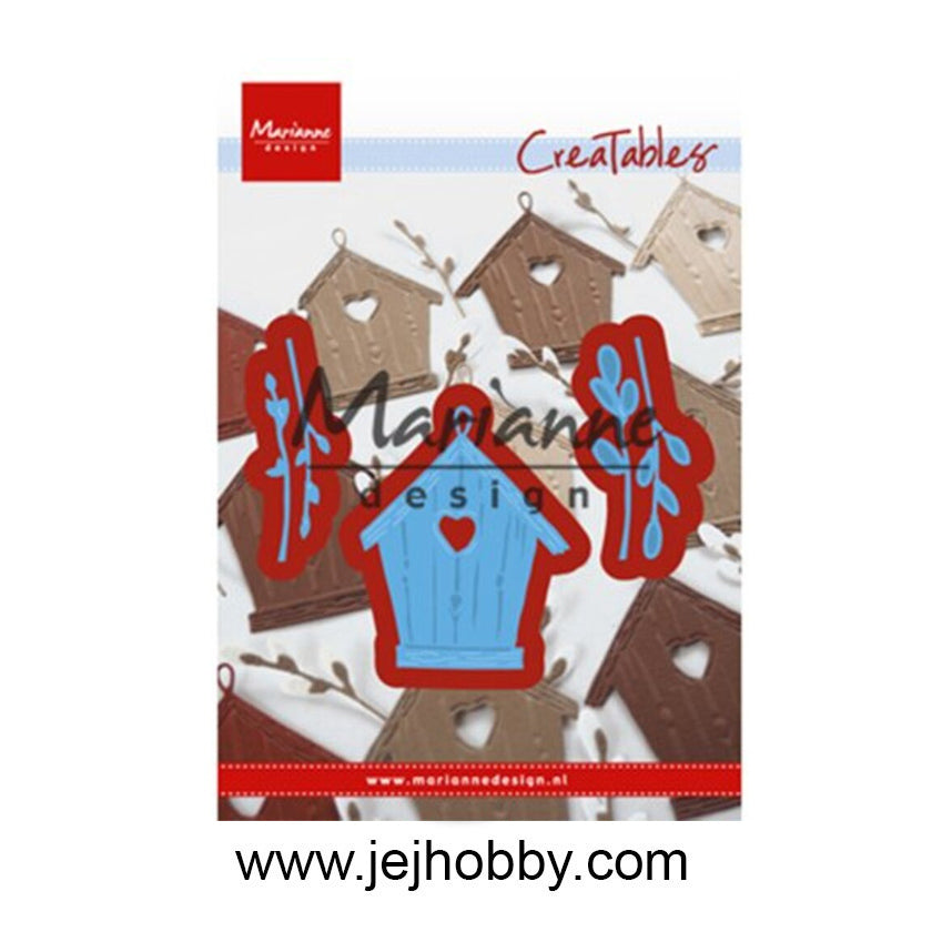 LR0515, willow cats & birdhouse, Marianne design, jej hobby