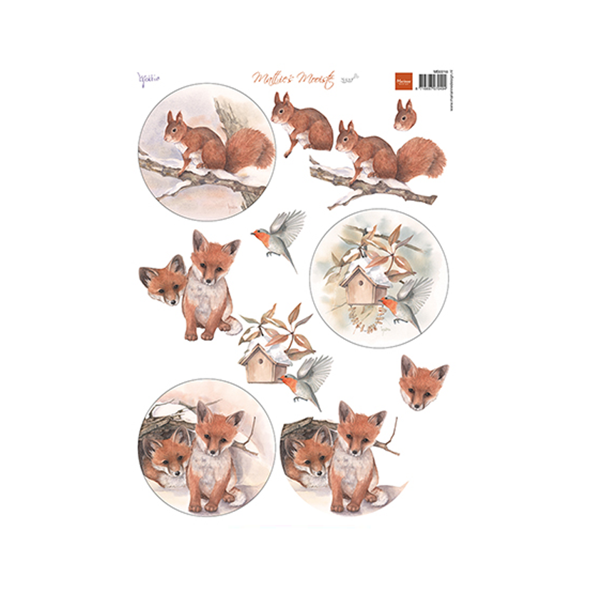 MB0218, 3D Knipvel A4, Mattie's Mooiste 3D Squirrel, jej hobby