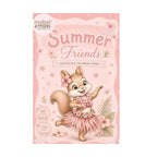Mabel & Moss Summer Friends grayscale kleurboek A5 met schattig eekhoorntje op de kaft en 48 zomerse voorgeschaduwde kleurplaten op 170 grams papier.