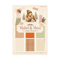 Mabel & Moss Golden Moment A5-paperpack MMPP10002 met 18 enkelzijdige vellen in warme oranje, groene en crèmetinten met ruiten, strikjes en bladeren.
