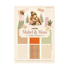 Mabel & Moss Golden Moment A5-paperpack MMPP10002 met 18 enkelzijdige vellen in warme oranje, groene en crèmetinten met ruiten, strikjes en bladeren.