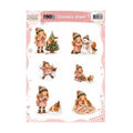 Mabel & Moss Scenery Sheet Winterfiguren MMSB10001 uitdrukvel met geïllustreerde winterse figuren, hondjes en sneeuwpoppen voor het maken van 3D kerstkaarten.