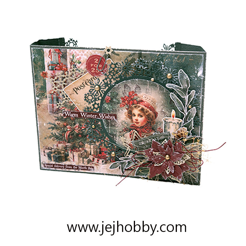 CD904 Poinsettias ice swirl frame