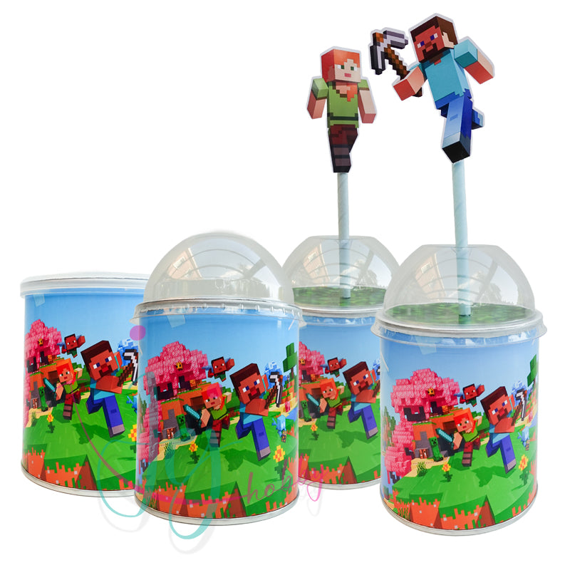 Minecraft Pringles overwereld met alex en steve school en feest traktatie