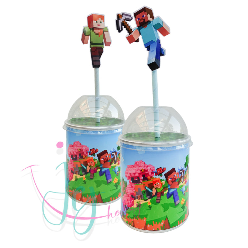 Minecraft Pringles overwereld met alex en steve school en feest traktatie